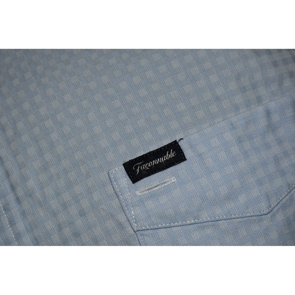 Faonnable Button Down Mens Large Light Blue Gingh… - image 4